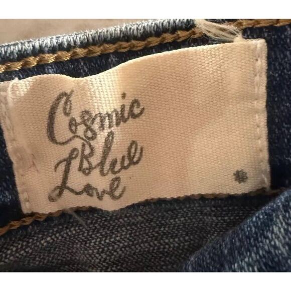Cosmic Blue Love Jean Shorts Womens 14W Blue Denim Cotton Stretch Comfort Cuffed - Picture 6 of 10